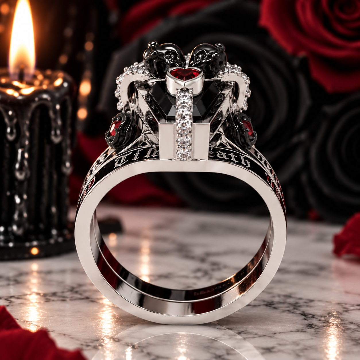 Only Death Can Separate Us Coffin Cut Diamond Option Wedding Rings-Black Diamonds New York