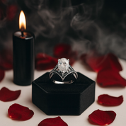 Only You- 1.5 Carat Pear Cut Diamond Skull & Roses Wedding Ring-Black Diamonds New York