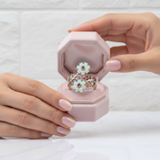 Opal & Tourmaline Gemstone Flower Ring-Black Diamonds New York