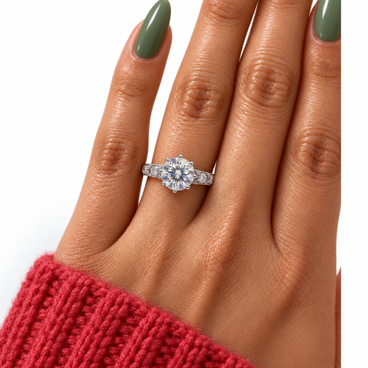 1.0ct Round Diamond Option Retro Engagement Ring-Black Diamonds New York