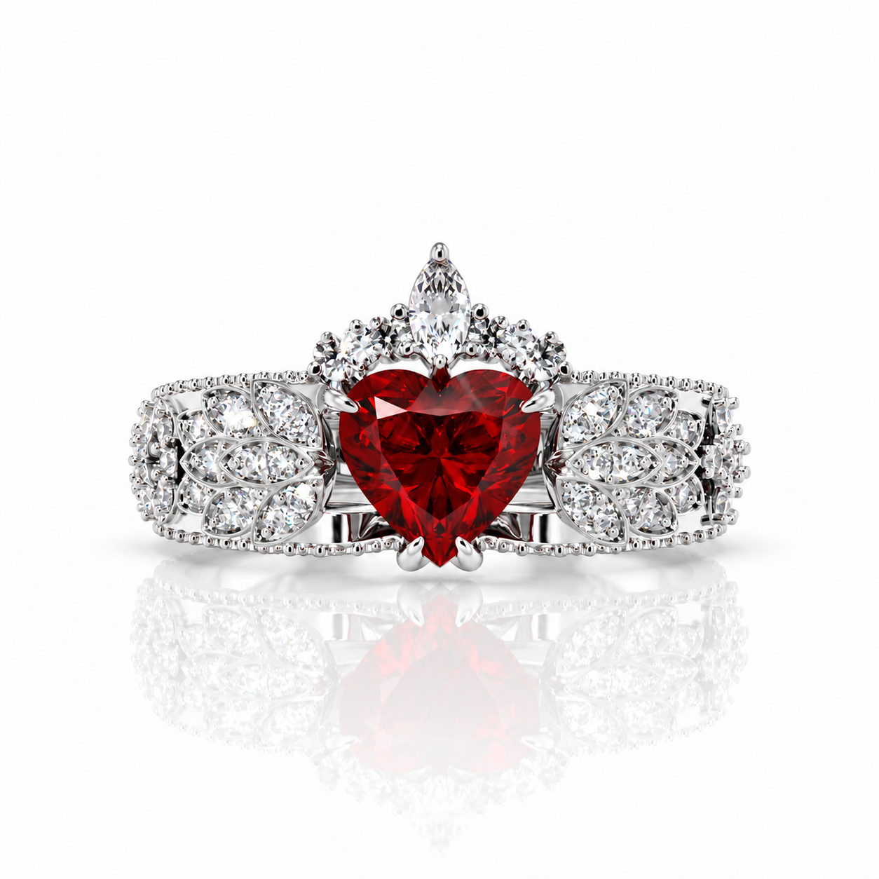 Infinity x Infinity Ring- Red Heart and Cross Diamond Option Gothic Ring-Black Diamonds New York