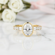 Oval-cut 2.0 Ct Sparkling Diamond Engagement Ring-Black Diamonds New York