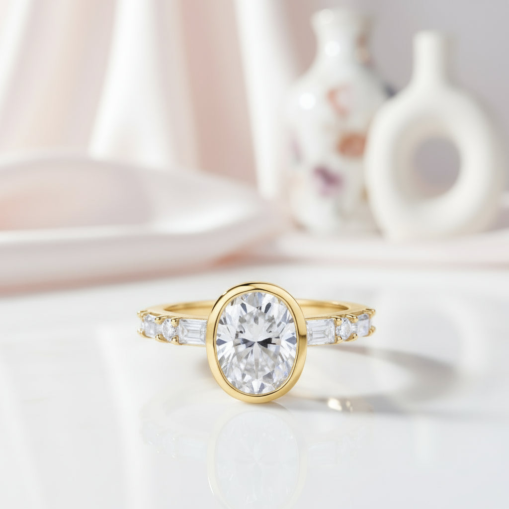 Oval-cut 2.0 Ct Sparkling Diamond Engagement Ring-Black Diamonds New York