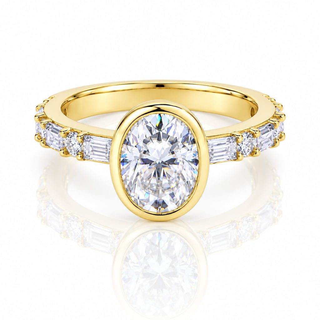 Oval-cut 2.0 Ct Sparkling Diamond Option Engagement Ring-Black Diamonds New York