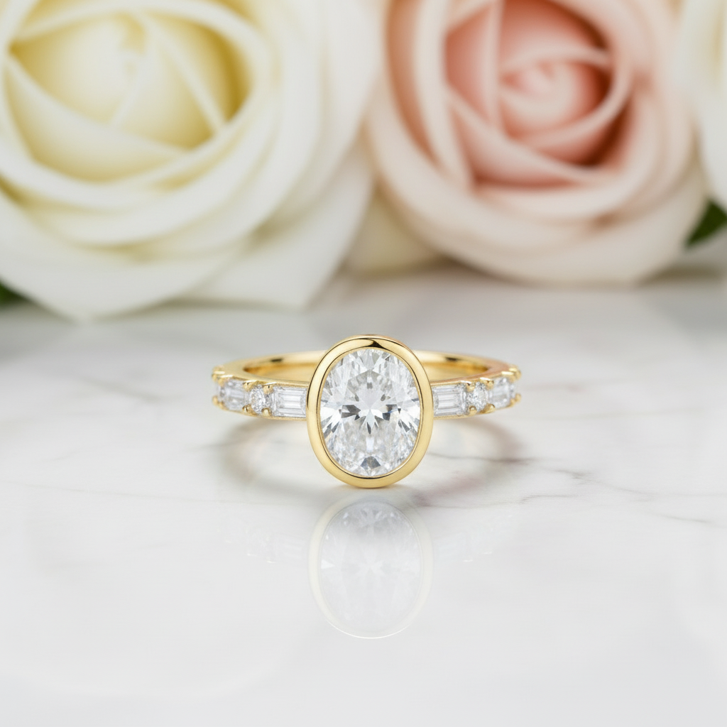 Oval-cut 2.0 Ct Sparkling Diamond Engagement Ring-Black Diamonds New York