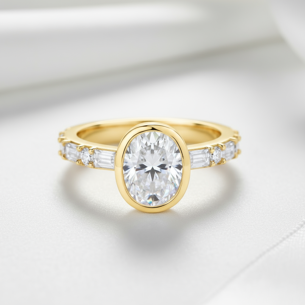 Oval-cut 2.0 Ct Sparkling Diamond Option Engagement Ring-Black Diamonds New York
