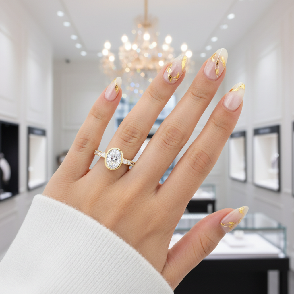 Oval-cut 2.0 Ct Sparkling Diamond Engagement Ring-Black Diamonds New York