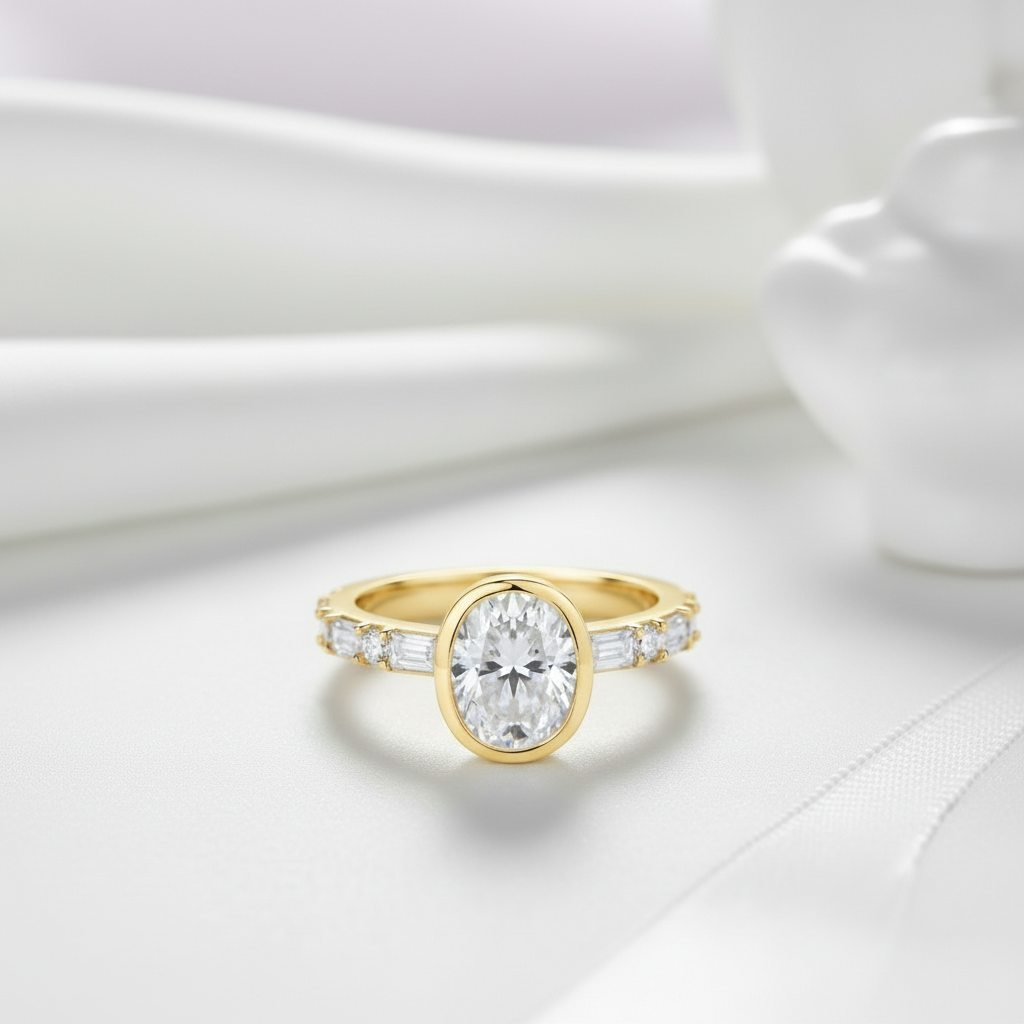 Oval-cut 2.0 Ct Sparkling Diamond Engagement Ring-Black Diamonds New York