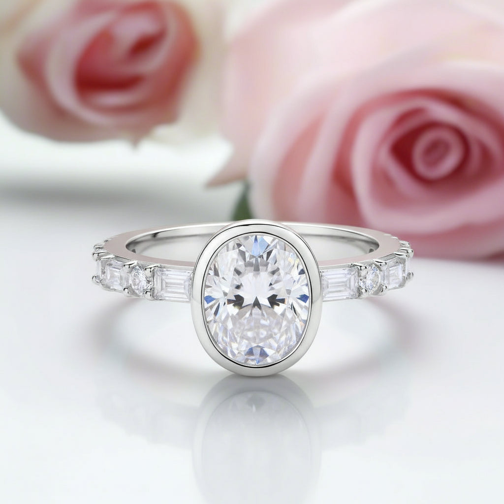 Oval-cut 2.0 Ct Sparkling Diamond Engagement Ring-Black Diamonds New York