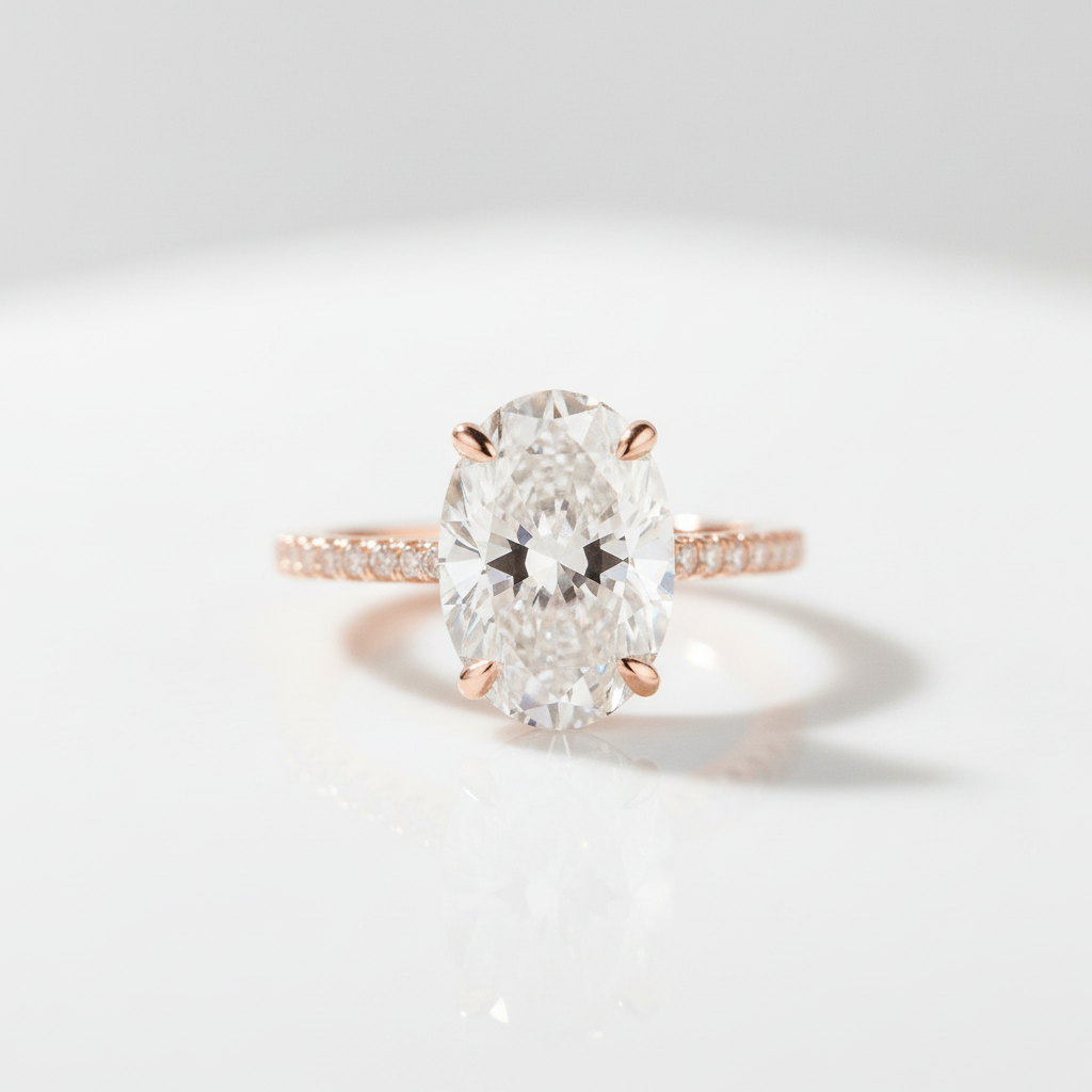 Oval 4ct Diamond Option Solid Gold Solitaire Engagement Ring-Black Diamonds New York