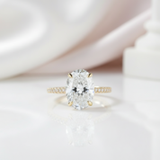 Oval 4ct Diamond Solid Gold Solitaire Engagement Ring-Black Diamonds New York