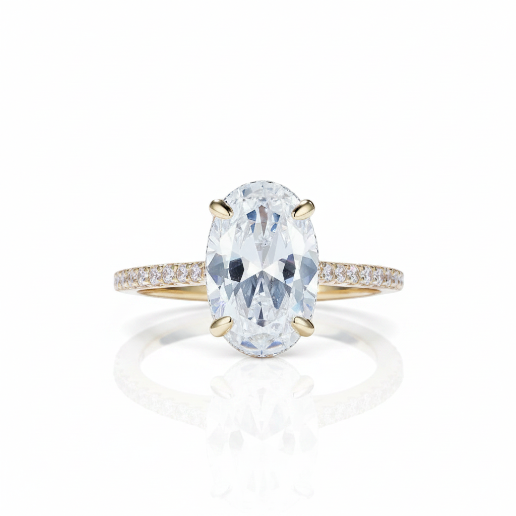 Oval 4ct Diamond Option Solid Gold Solitaire Engagement Ring-Black Diamonds New York