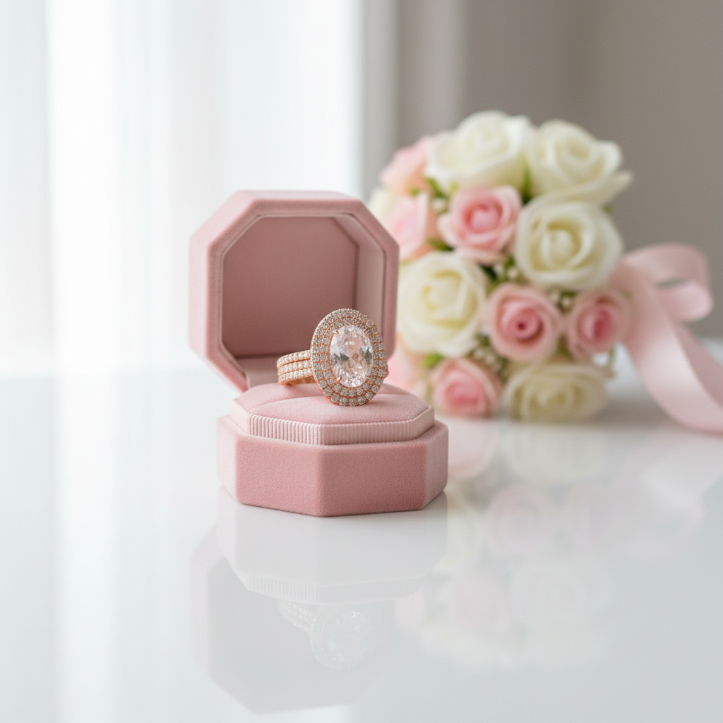 Oval Cut 14k Rose Gold Double Halo Engagement Ring-Black Diamonds New York