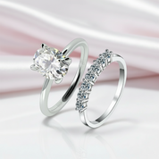 Oval Cut 2.0 Ct Diamond Solitaire Wedding Ring Set-Black Diamonds New York