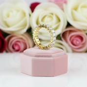 Oval Cut Diamond Eternity Wedding Band in Yellow Gold-Black Diamonds New York