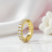 Oval Cut Diamond Option Eternity Wedding Band in Yellow Gold-Black Diamonds New York