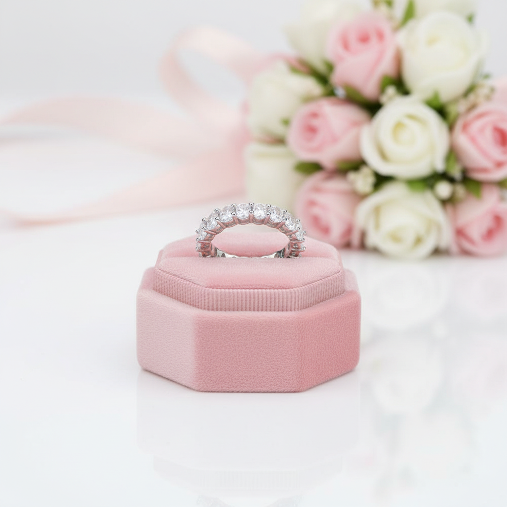 Oval Cut Diamond Option Eternity Wedding Ring Band Jewelry-Black Diamonds New York