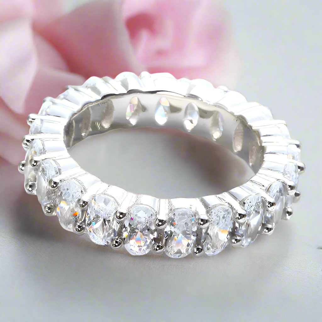 Oval Cut Diamond Eternity Wedding Ring Band Jewelry-Black Diamonds New York