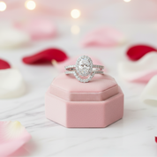 Oval Cut Diamond Halo White Gold Engagement Ring Set-Black Diamonds New York