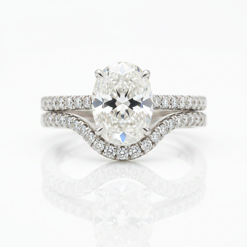 Oval Cut Diamond Option Bridal Ring Set Wedding Band-Black Diamonds New York