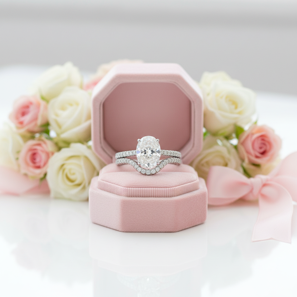 Oval Cut Diamond Option Bridal Ring Set Wedding Band-Black Diamonds New York