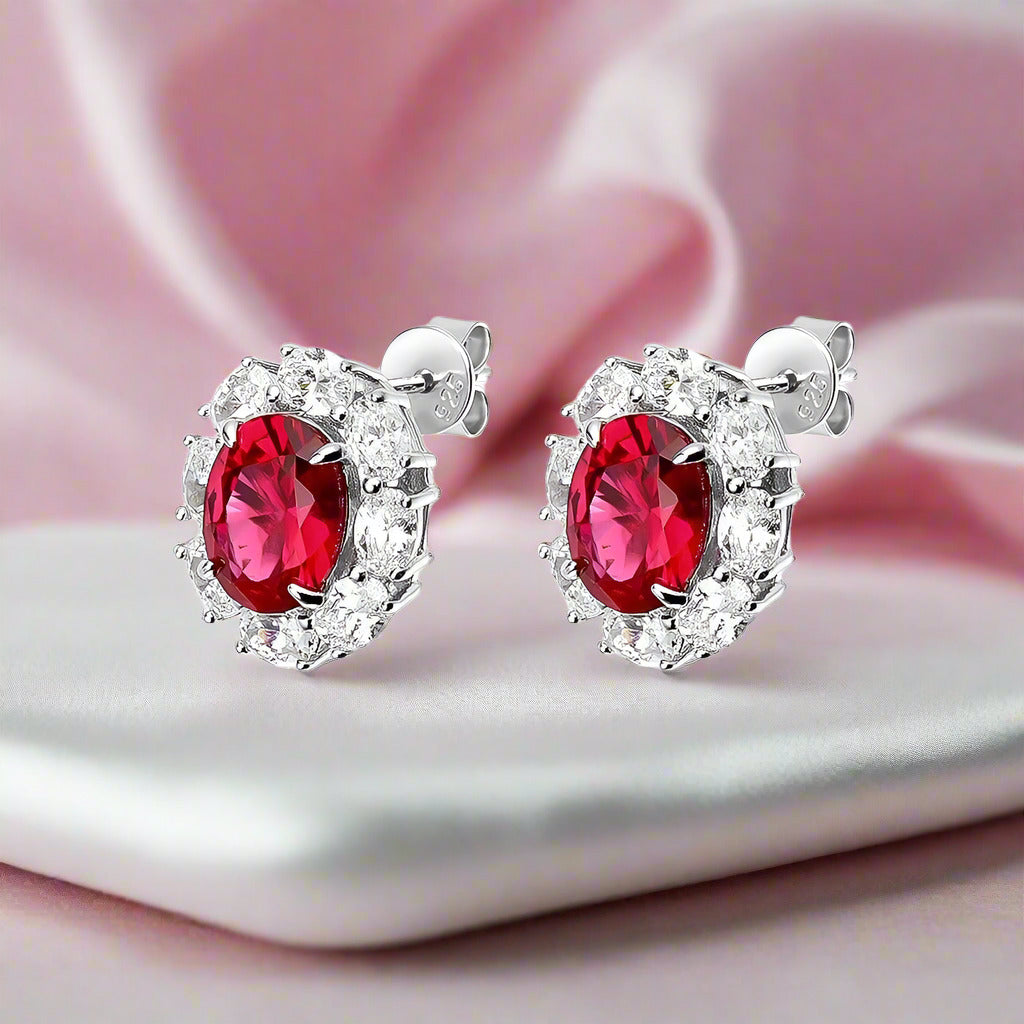 Oval Cut Red Ruby Diamond Halo Engagement Ring-Black Diamonds New York