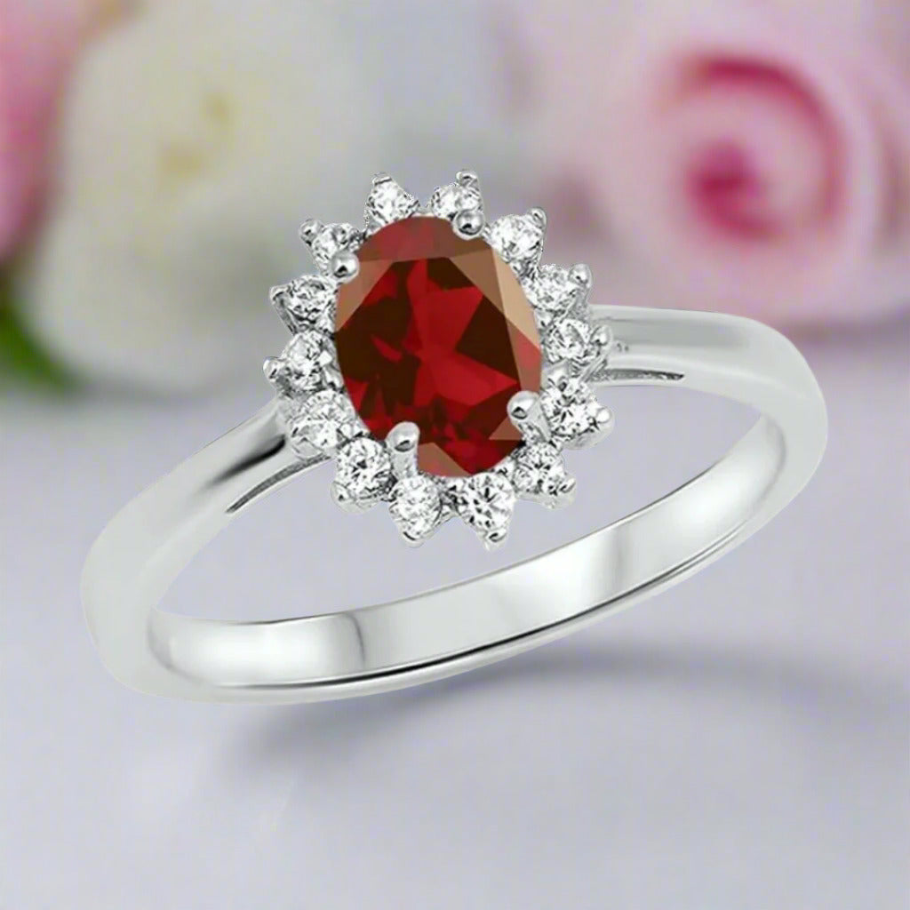 Oval Cut Ruby Engagement Ring-Black Diamonds New York