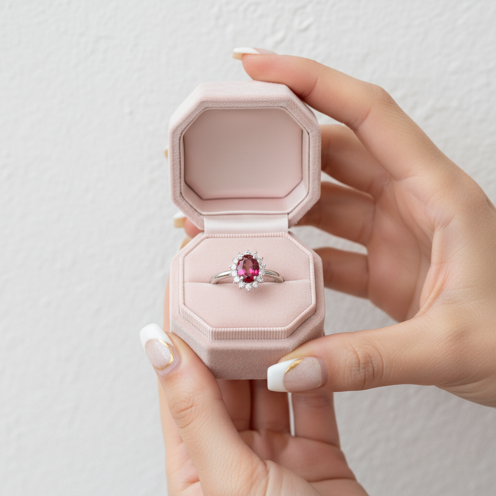 Oval Cut Ruby Engagement Ring-Black Diamonds New York