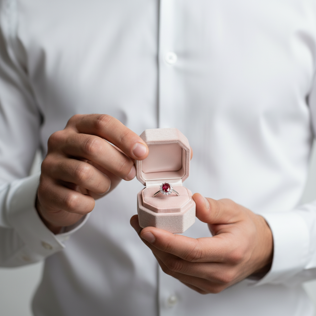 Oval Cut Ruby Engagement Ring-Black Diamonds New York