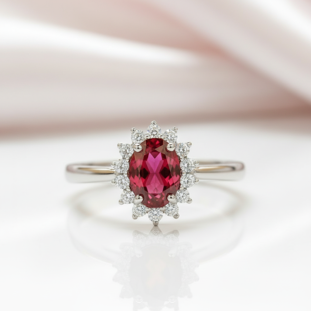 Oval Cut Ruby Engagement Ring-Black Diamonds New York