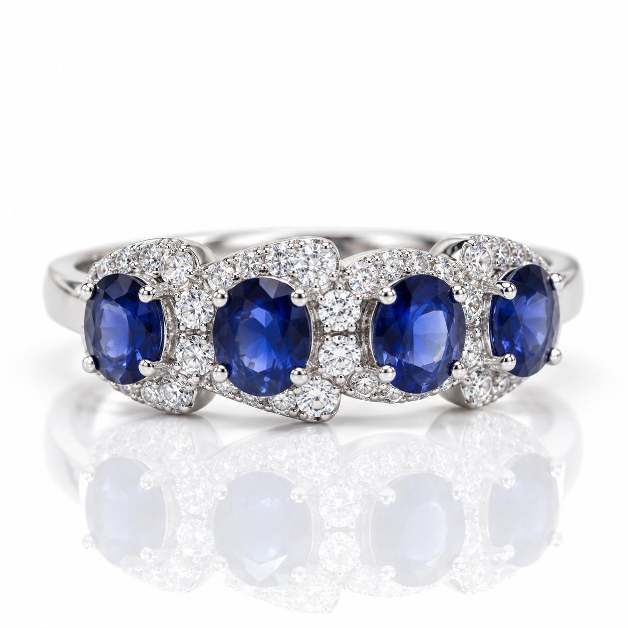 Oval Cut Sapphire Ring Band-Black Diamonds New York