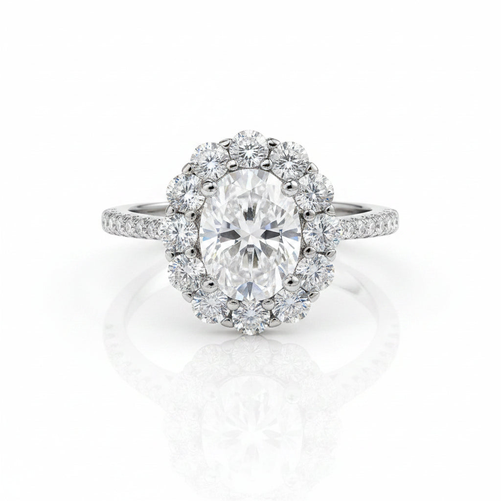 Oval Diamond Option Halo Engagement Ring-Black Diamonds New York