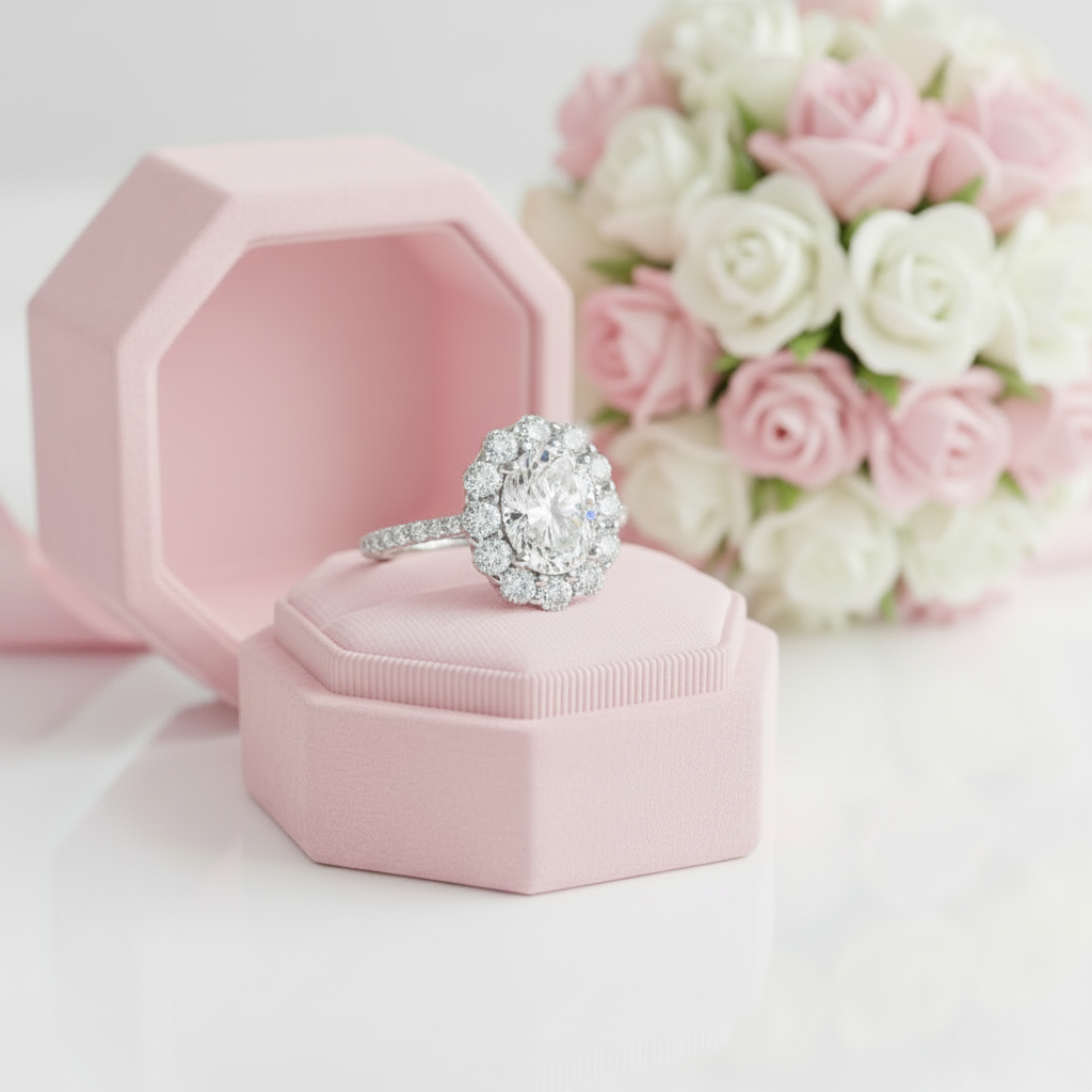 Oval Diamond Option Halo Engagement Ring-Black Diamonds New York