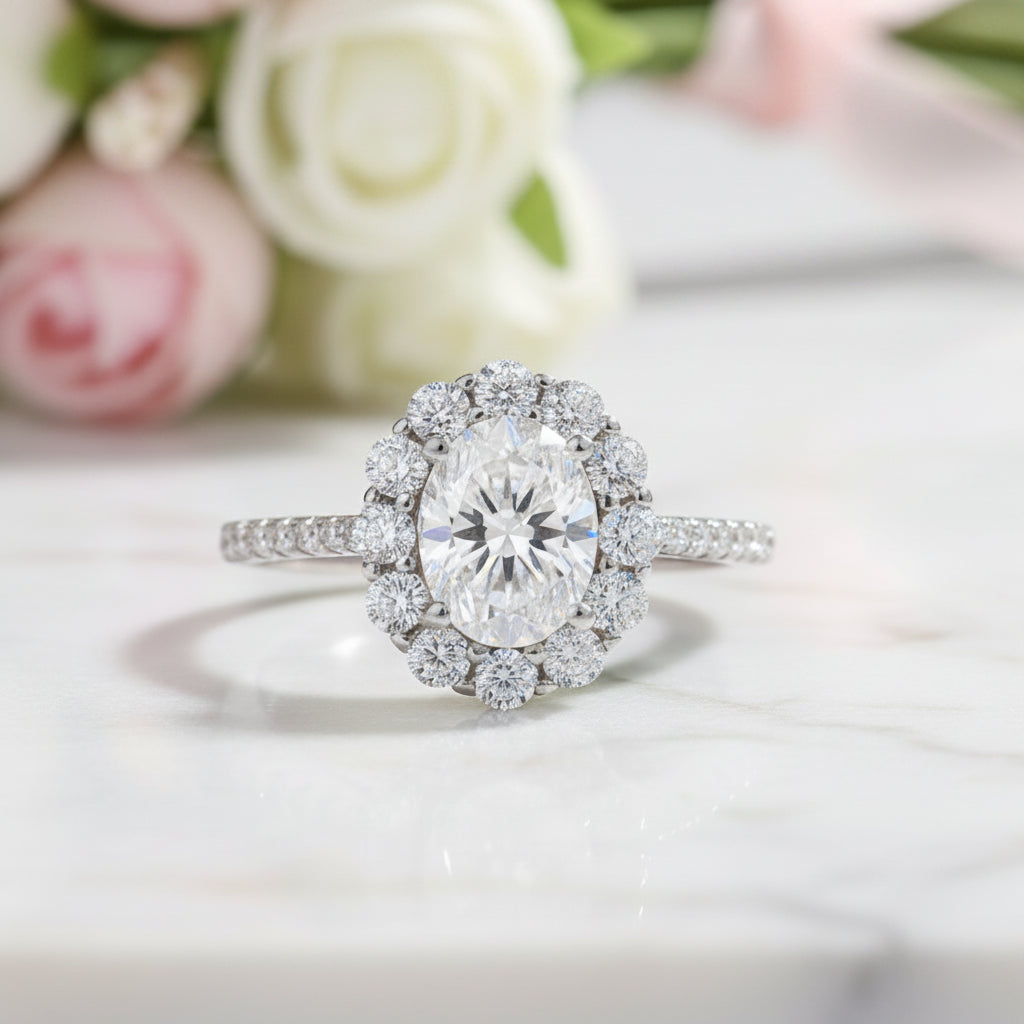 Oval Diamond Option Halo Engagement Ring-Black Diamonds New York