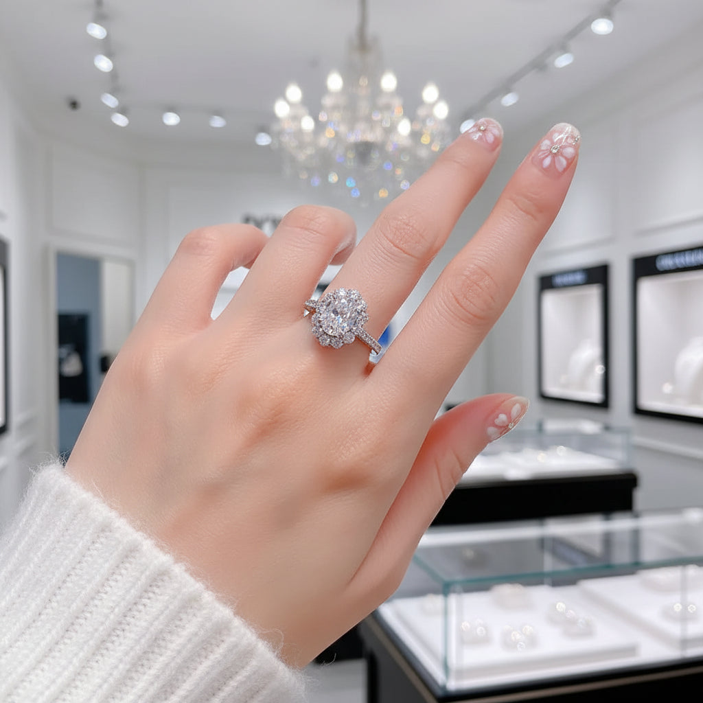 Oval Diamond Option Halo Engagement Ring-Black Diamonds New York
