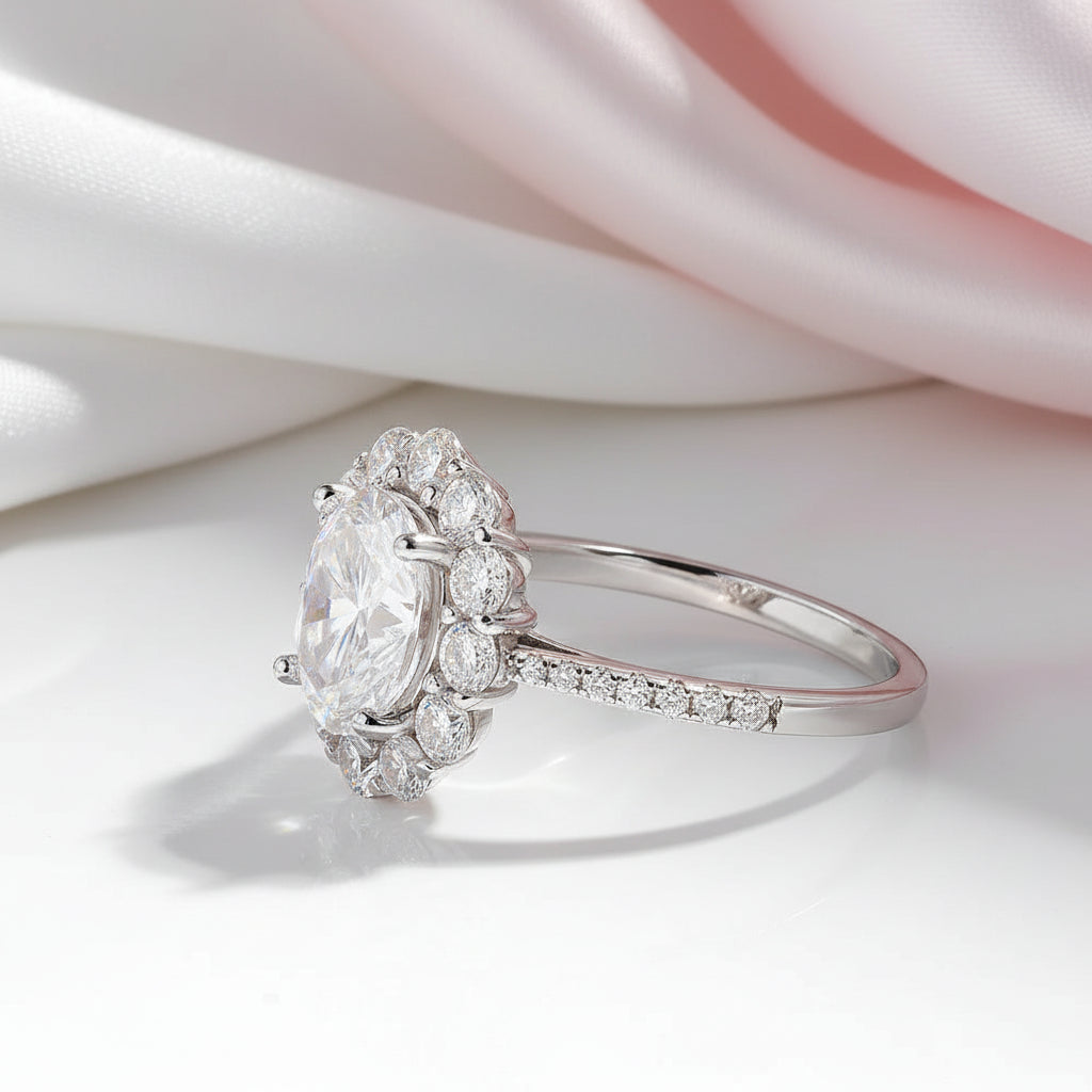 Oval Diamond Option Halo Engagement Ring-Black Diamonds New York