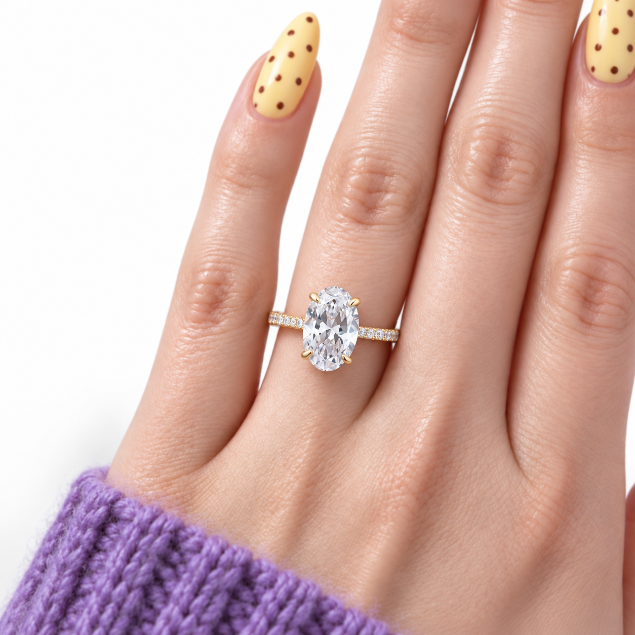Oval 4ct Diamond Option Solid Gold Solitaire Engagement Ring-Black Diamonds New York