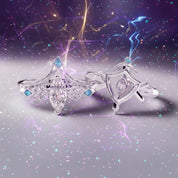 Paladin's 2-piece Ring Set (Women)- 14k Yellow Gold Video Game Inspired Rings-Black Diamonds New York