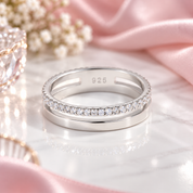 Pave Moissanite Double Band Wedding Ring-Black Diamonds New York