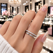 Pave Moissanite Double Band Wedding Ring-Black Diamonds New York