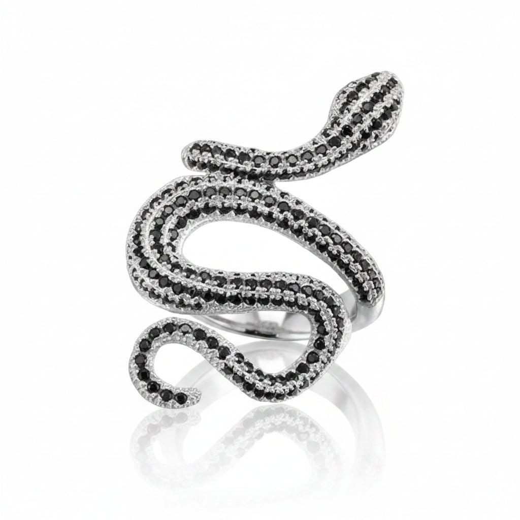 Paved Diamond Option Snake Ring-Black Diamonds New York