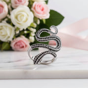 Paved Diamond Option Snake Ring-Black Diamonds New York