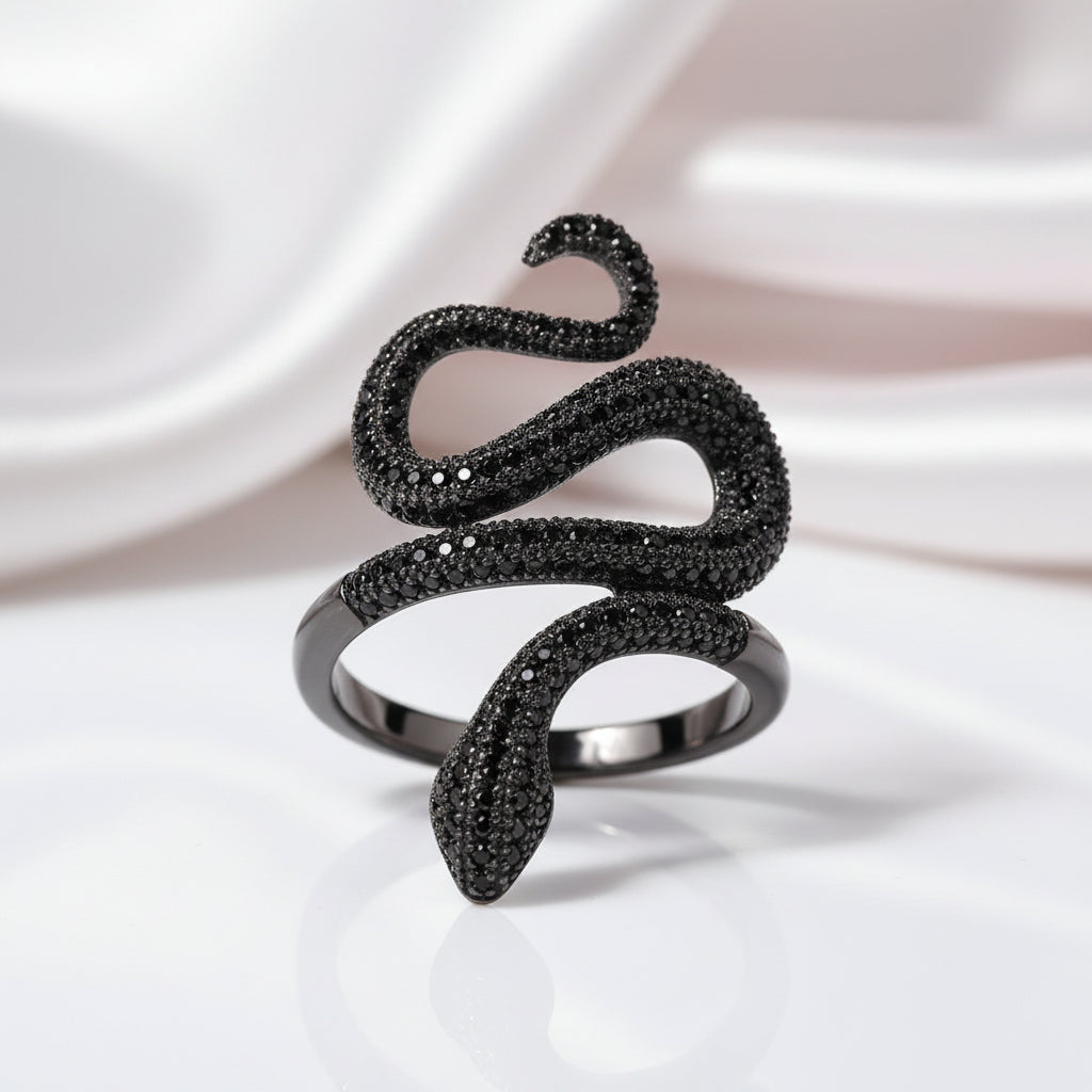 Paved Diamond Option Snake Ring-Black Diamonds New York