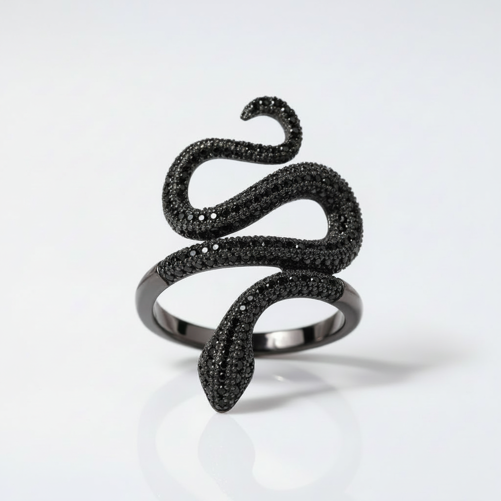 Paved Diamond Option Snake Ring-Black Diamonds New York