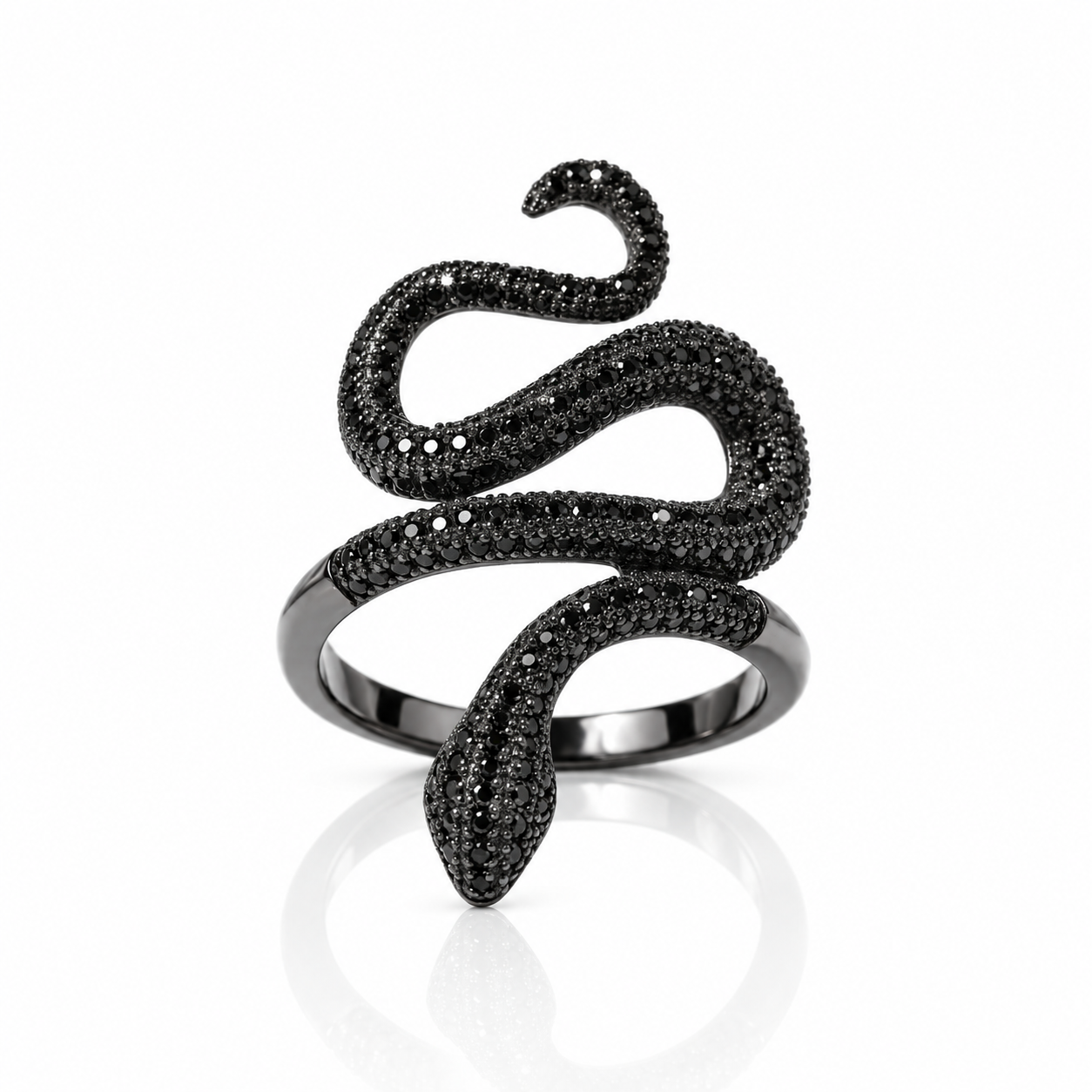 Paved Diamond Option Snake Ring-Black Diamonds New York