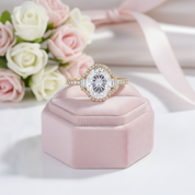 Oval-cut Diamond Option Halo Engagement Ring-Black Diamonds New York