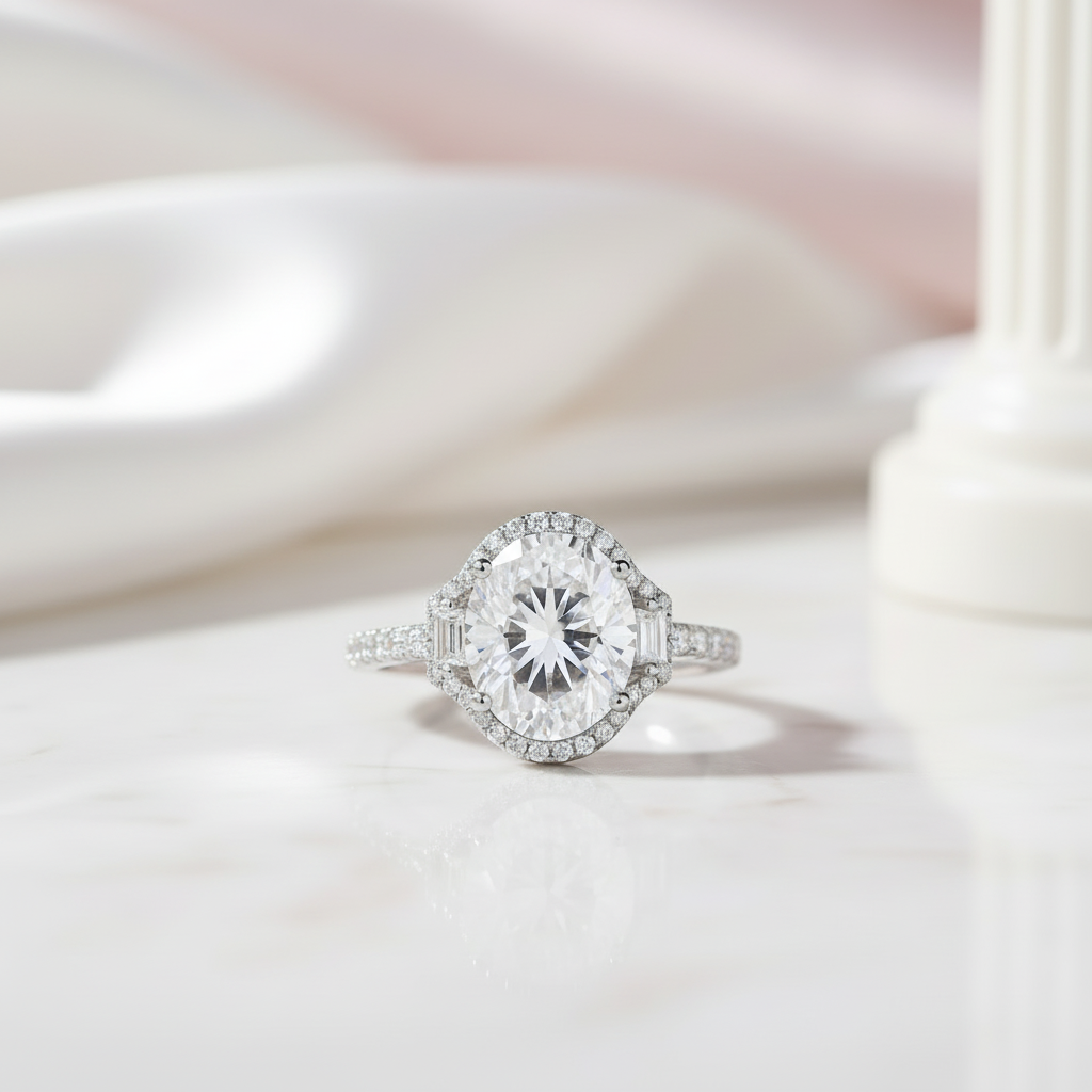 Oval-cut Diamond Option Halo Engagement Ring-Black Diamonds New York