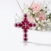 Pear-cut Peridot with Black Spinel Cross Pendant Necklace-Black Diamonds New York