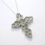 Pear-cut Peridot with Black Spinel Cross Pendant Necklace-Black Diamonds New York