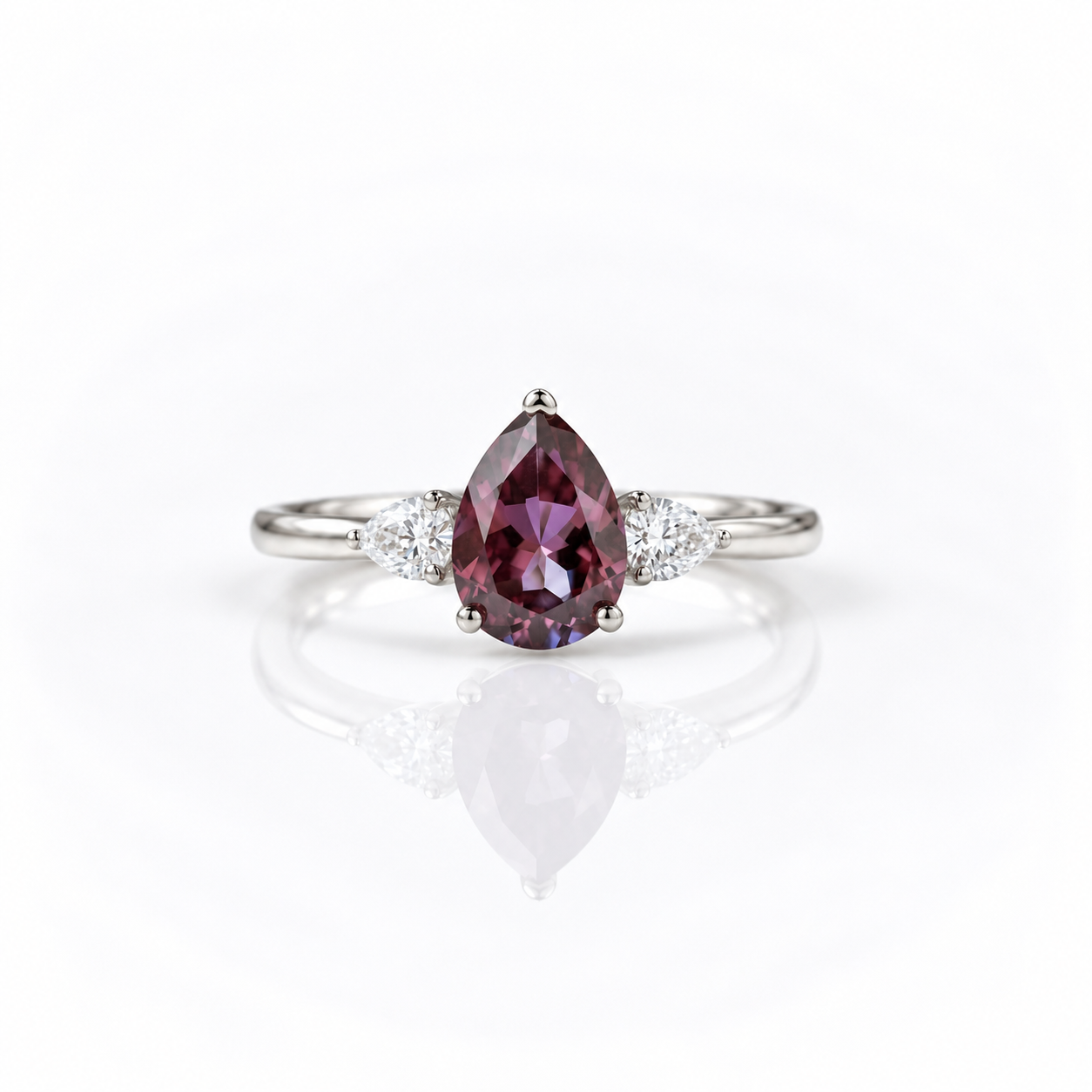 Pear Cut Alexandrite with Diamond Option Engagement Ring-Black Diamonds New York
